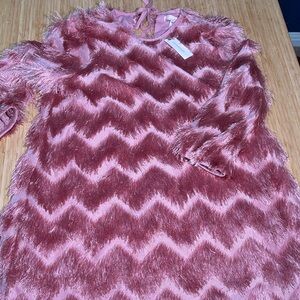 Hutch Pink Chevron Fuzzy Mini Dress